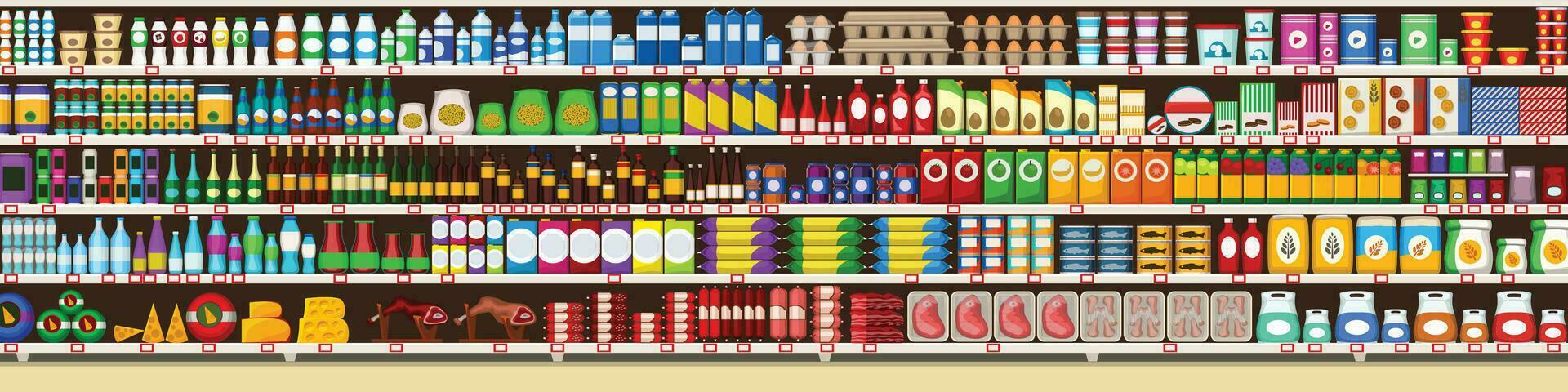 full shelves of meals vector