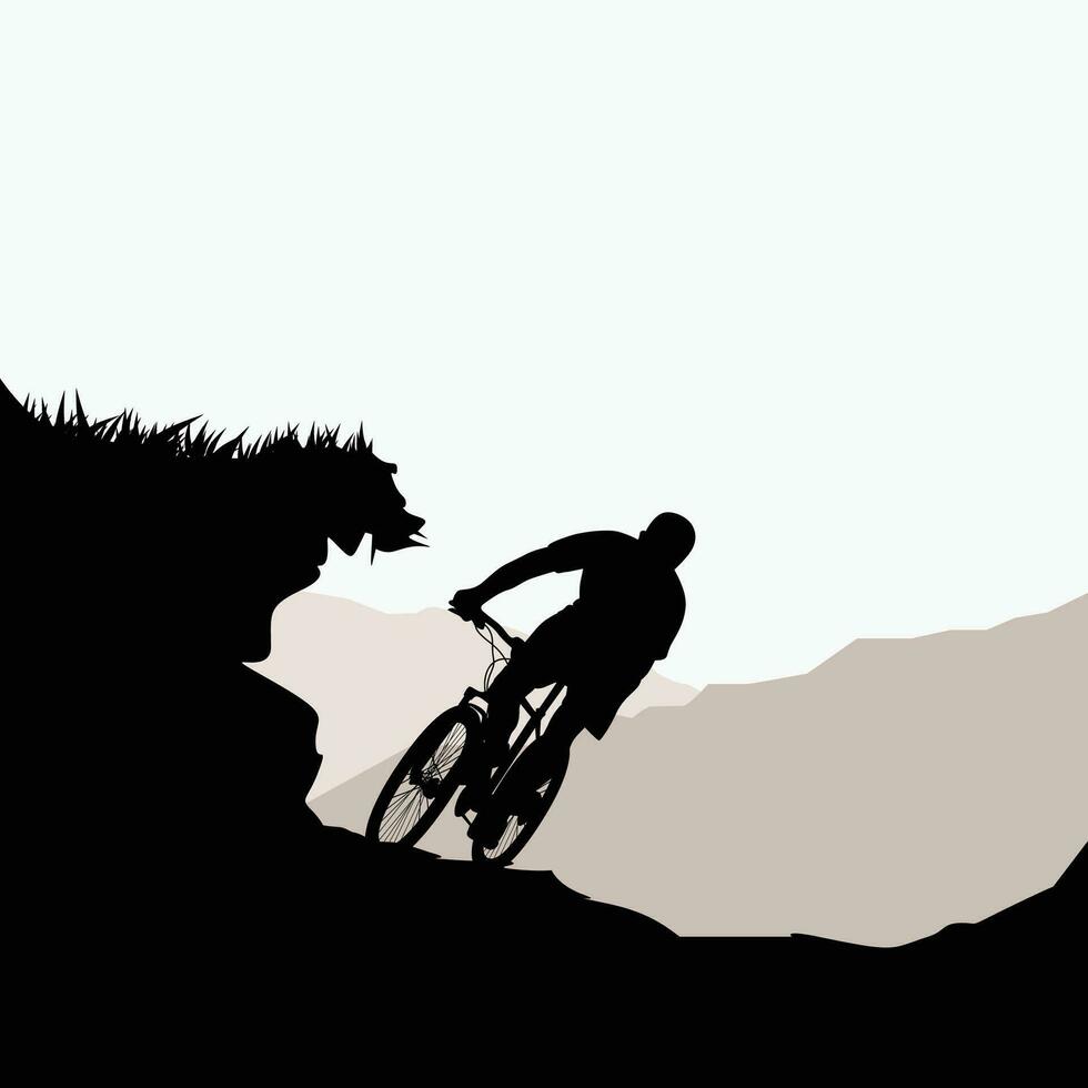 cyclist riding down hill vector