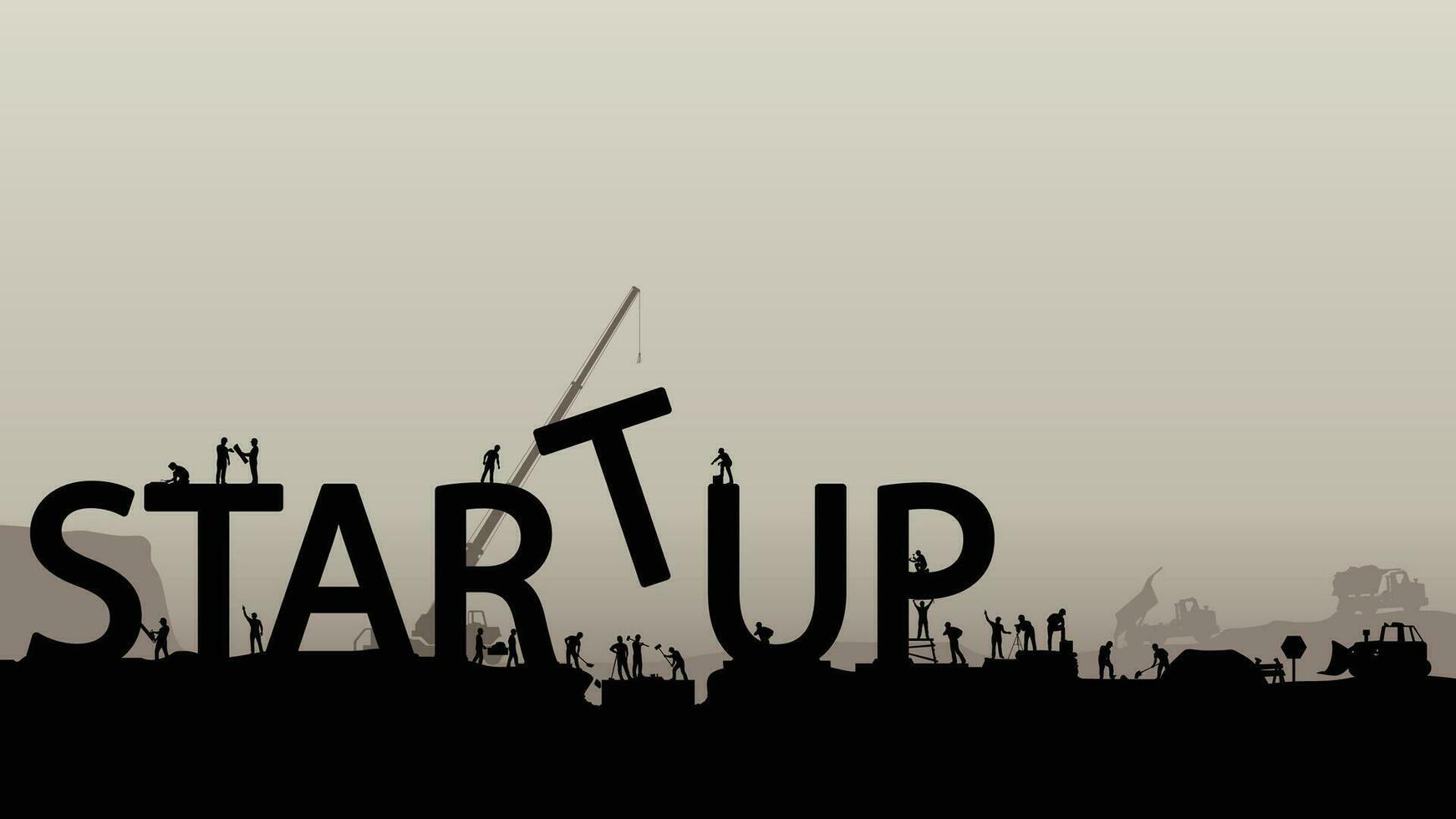 building startup silhouettes vector