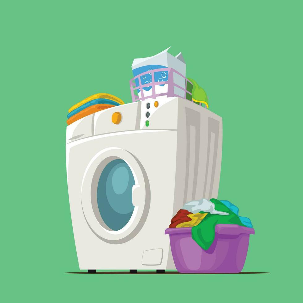 wash machine on green vector