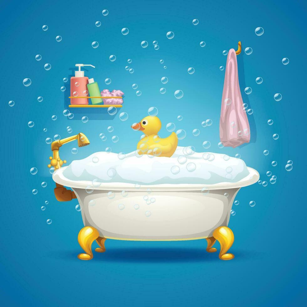 bathtub with bubbles vector