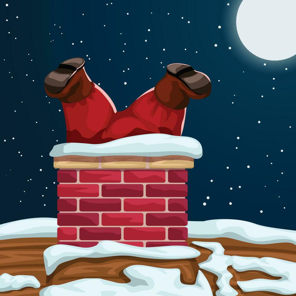 santa stuck in chimney vector