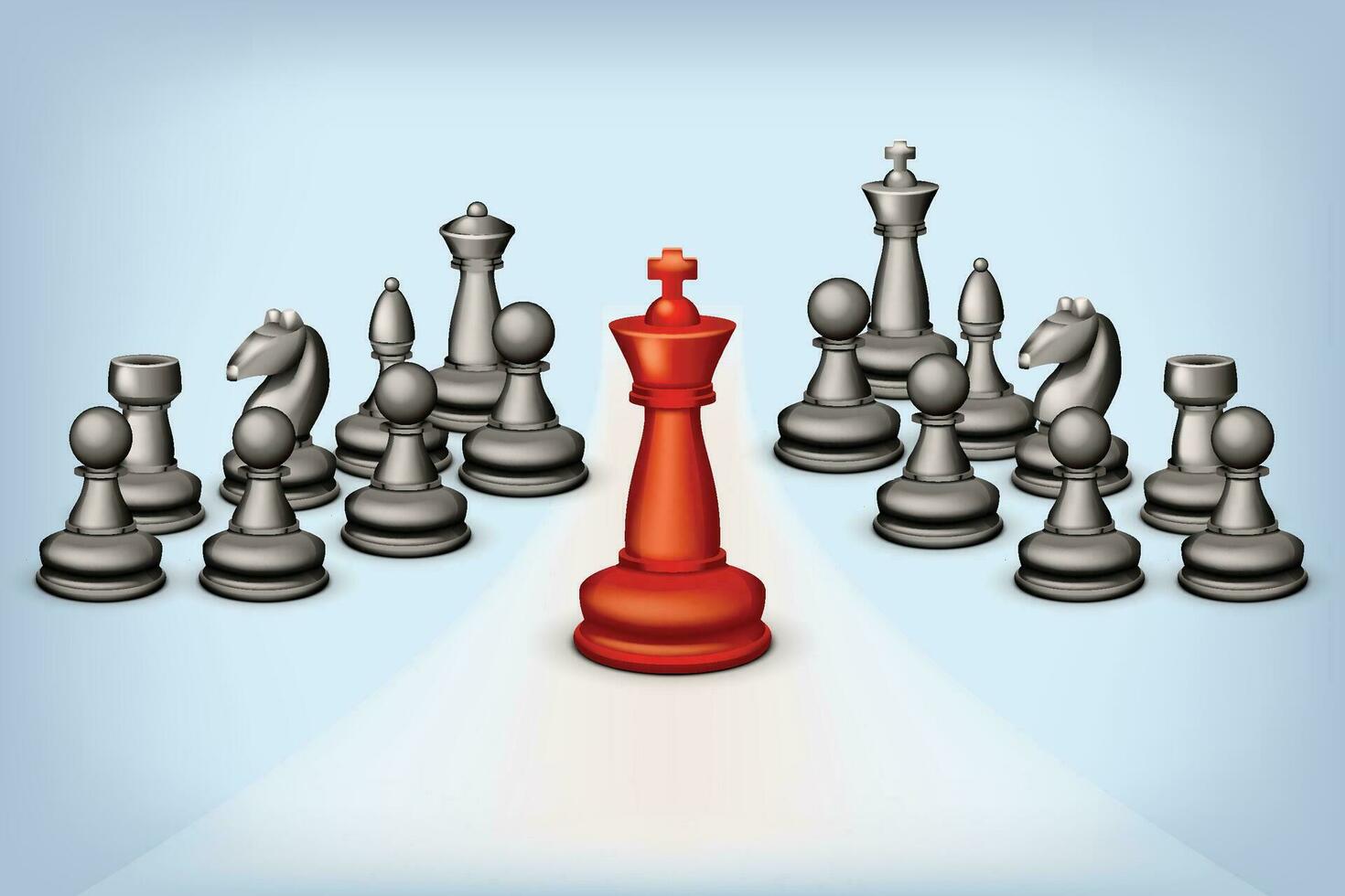black chess figures with red vector