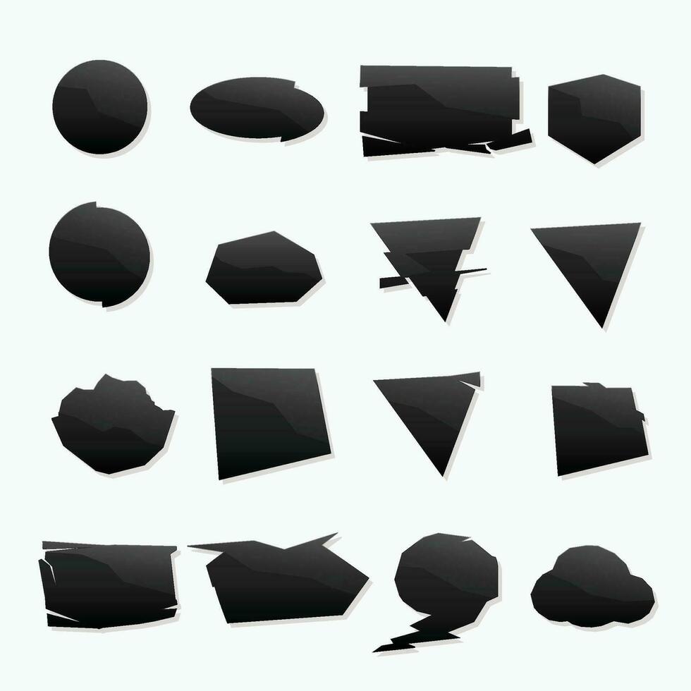 shape set black icons vector