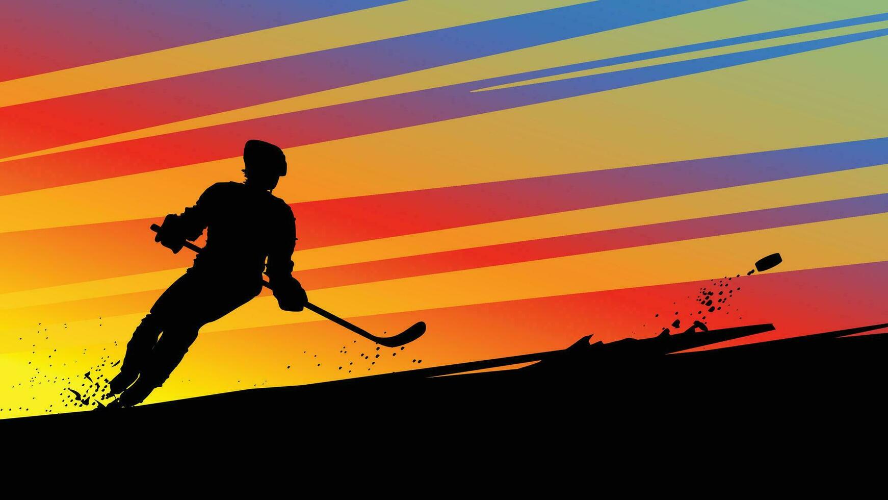 hockey silueta en brillante vector