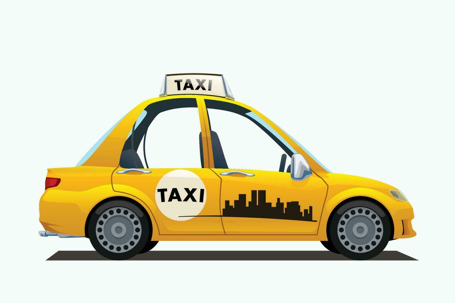catoon yellow taxi vector