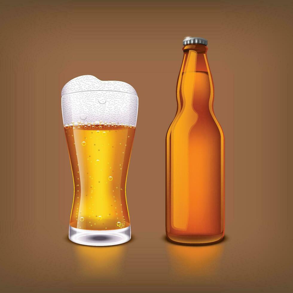 beer glass bottle vector