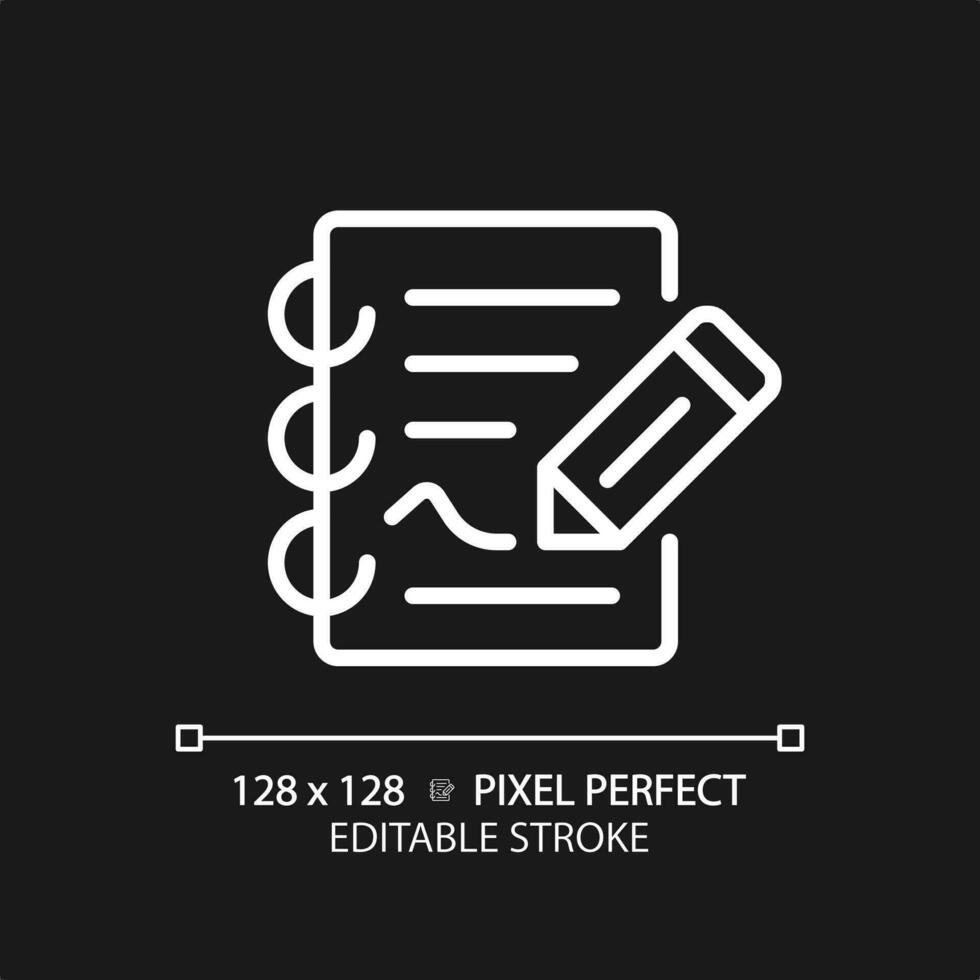 2D pixel perfect editable white report icon, isolated vector, thin line illustration representing journalism. vector