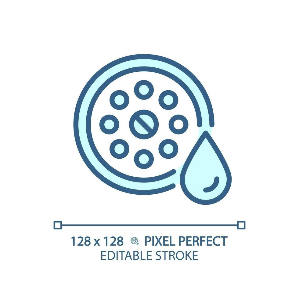 2D pixel perfect editable blue drain icon, isolated vector, thin line illustration representing plumbing. vector