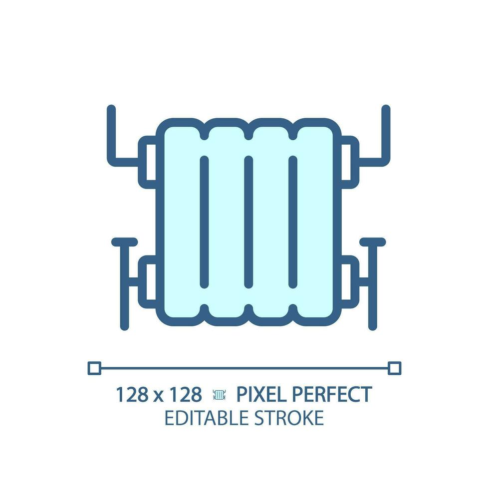 2D pixel perfect editable blue water heater icon, isolated vector, thin line illustration representing plumbing. vector