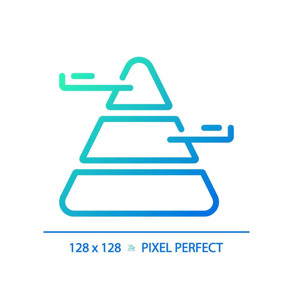 Pyramid chart gradient linear vector icon. Population demographic. Triangle chart. Hierarchical structure. Social study. Thin line color symbol. Modern style pictogram. Vector isolated outline drawing