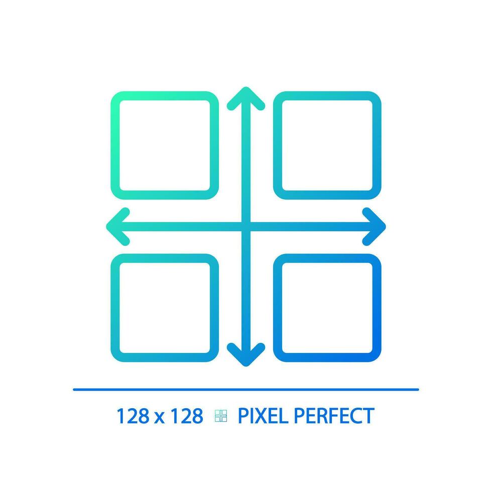 Matrix chart gradient linear vector icon. Swot analysis. Business risk management. Decision making. Data presentation. Thin line color symbol. Modern style pictogram. Vector isolated outline drawing