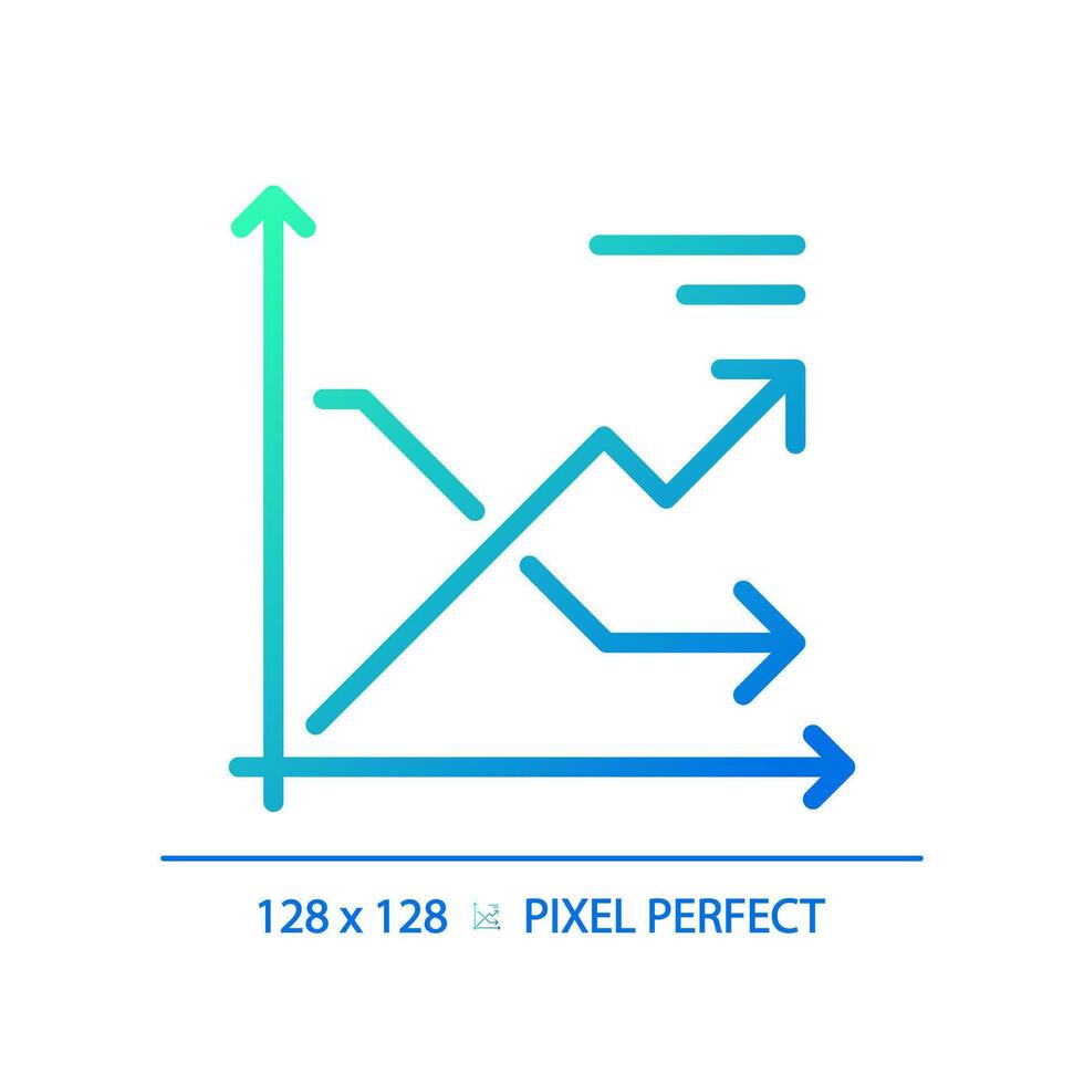 línea gráfico degradado lineal vector icono. financiero datos. mercado tendencia. ventas informe. empresa resultados. datos presentación. Delgado línea color símbolo. moderno estilo pictograma. vector aislado contorno dibujo
