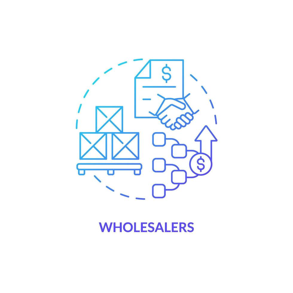 2D wholesalers gradient thin line icon concept, isolated vector, blue illustration representing vendor management. vector