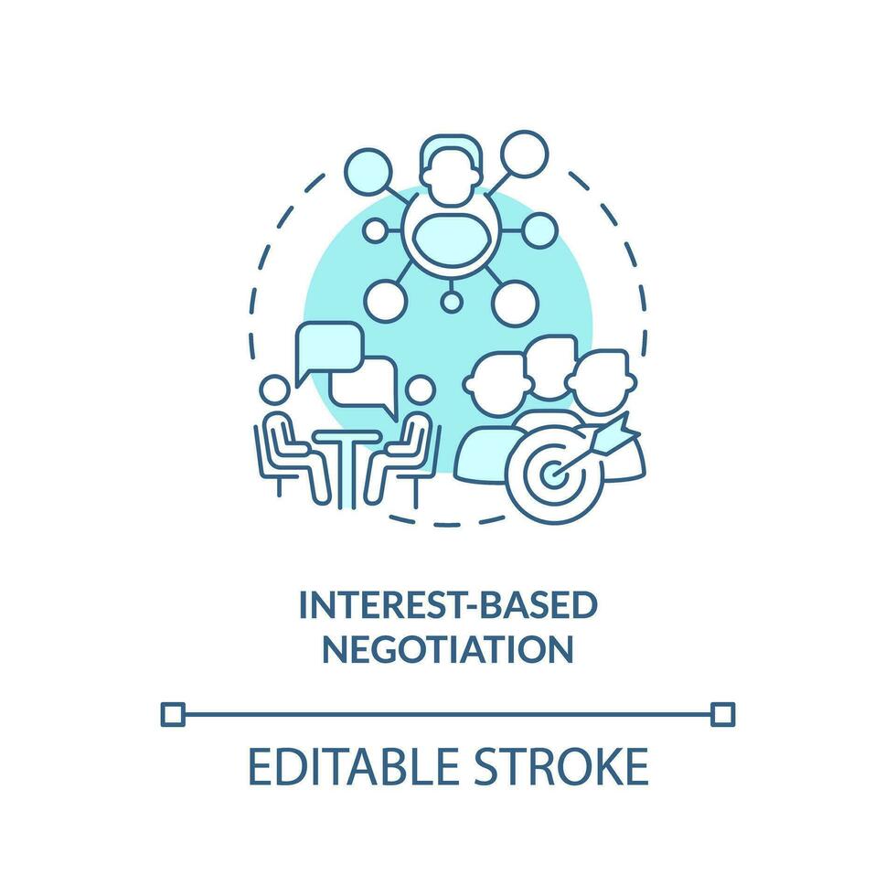 Editable interest based negotiation blue icon concept, isolated vector, lobbying government thin line illustration. vector