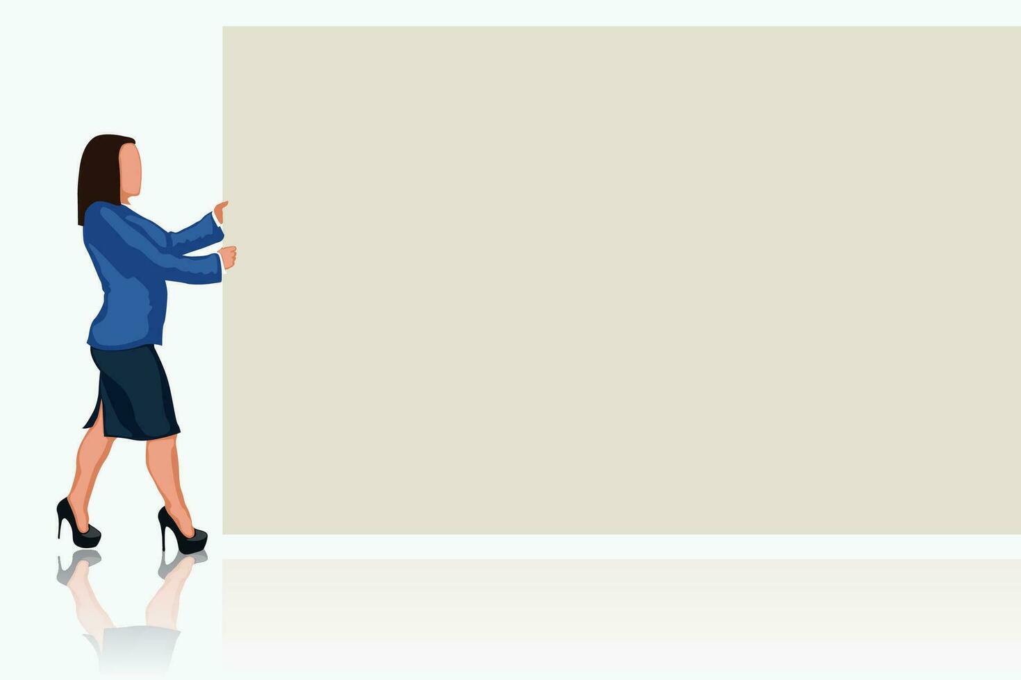businesswoman holds white board vector