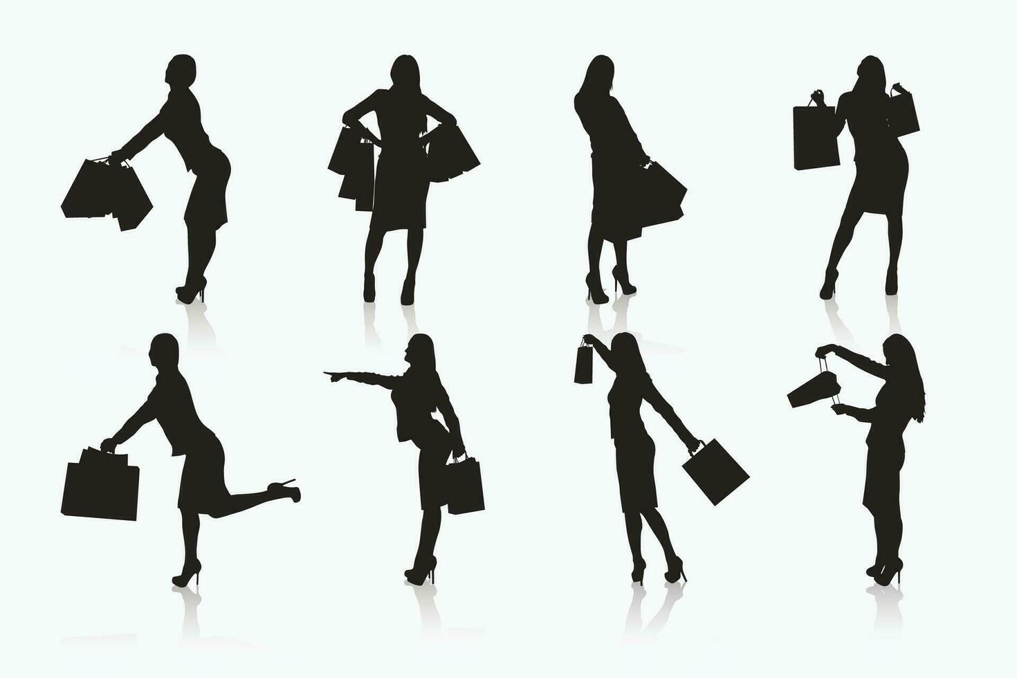 shopping woman silhouettes set vector