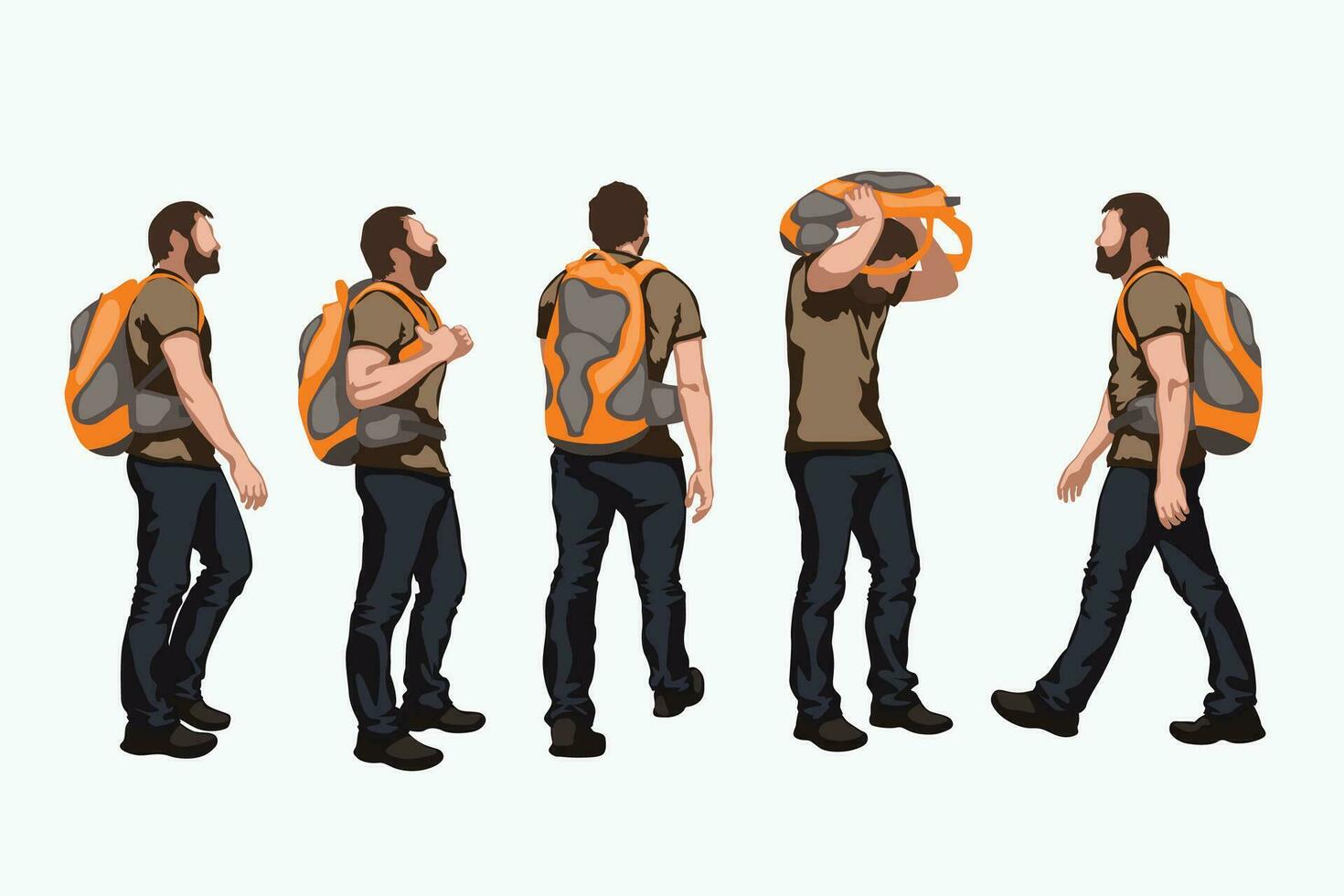 tourist man set vector