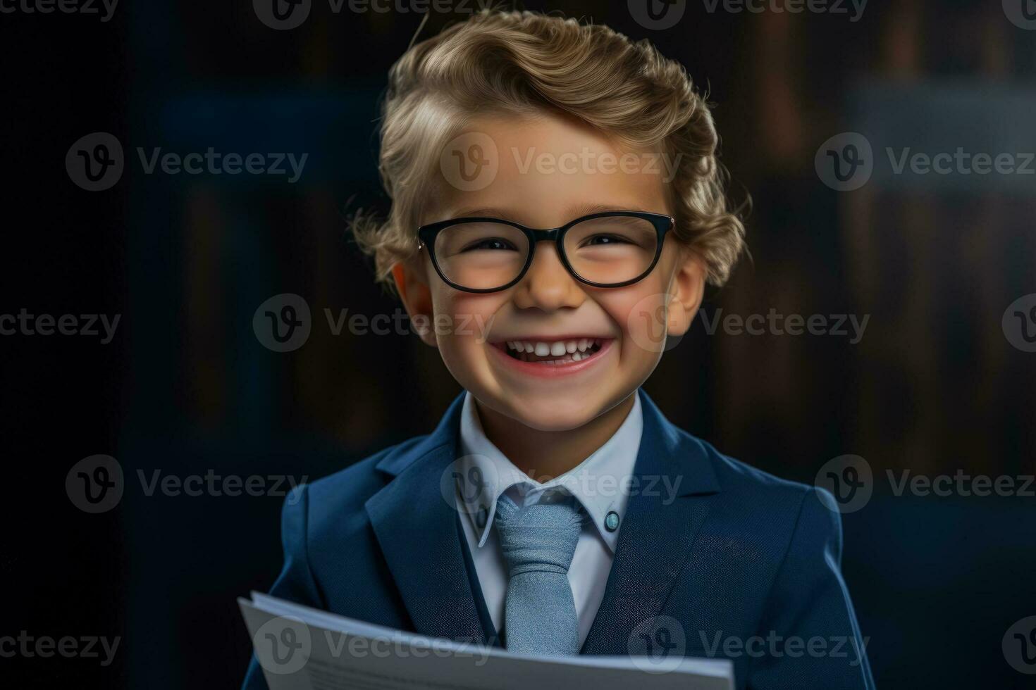 A budding child playwright holding their script ready to see their words come to life photo