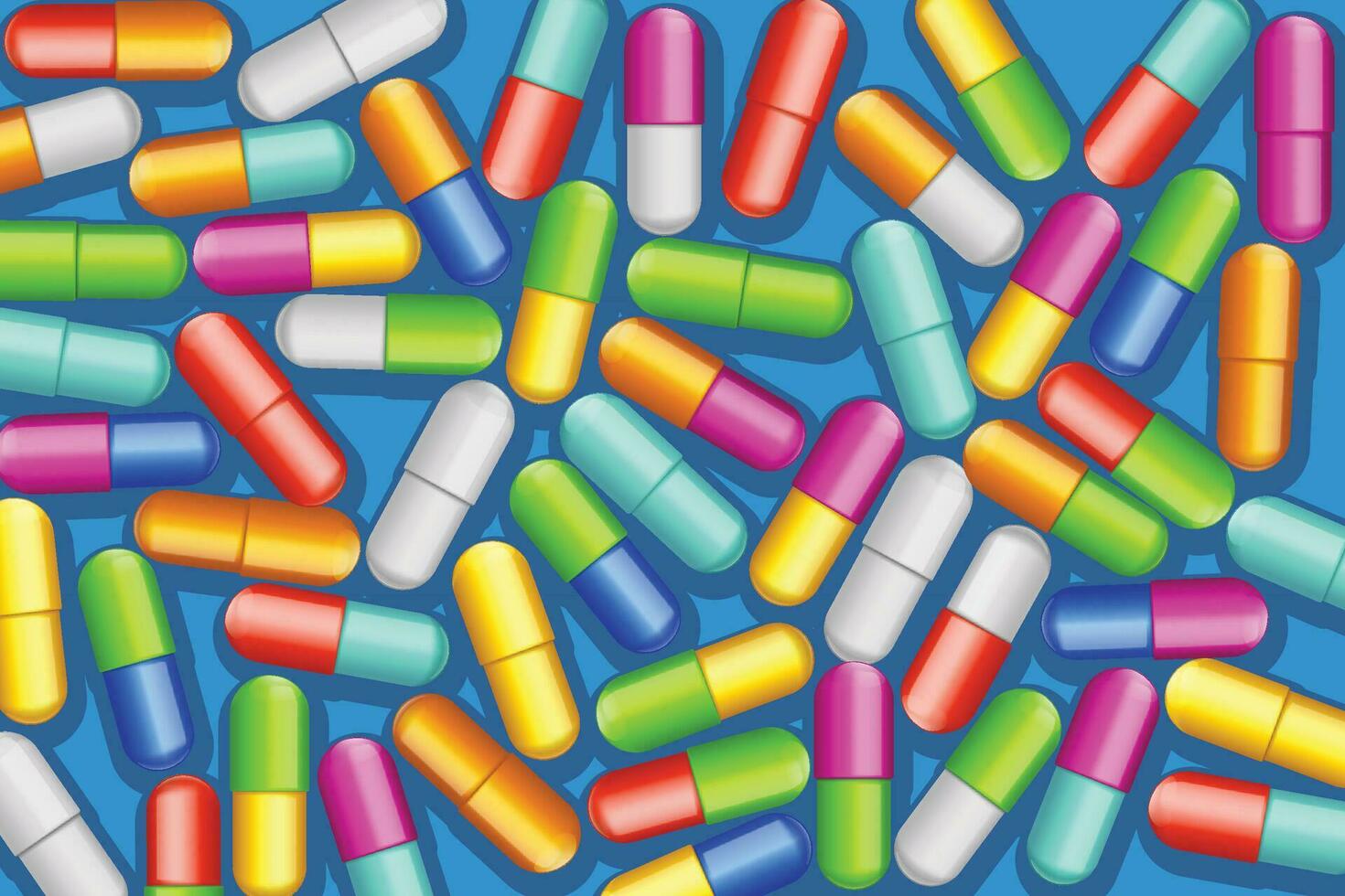 a lot of pills on blue vector