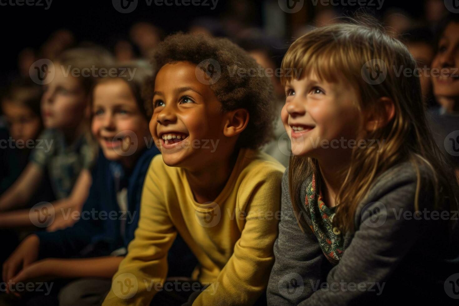 Children rehearsing for a school play bonding over their shared love for the stage photo