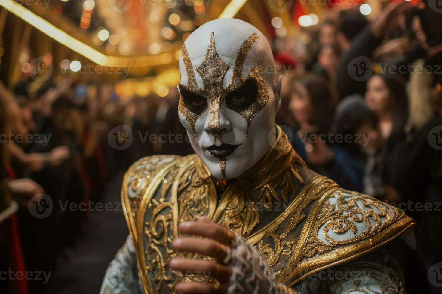 Actor donning a costume and makeup moments away from making their grand entrance photo