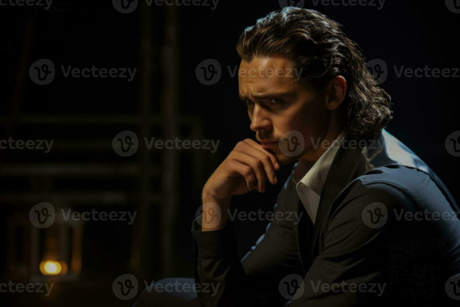 Actors intense concentration as they prepare to deliver a powerful monologue photo