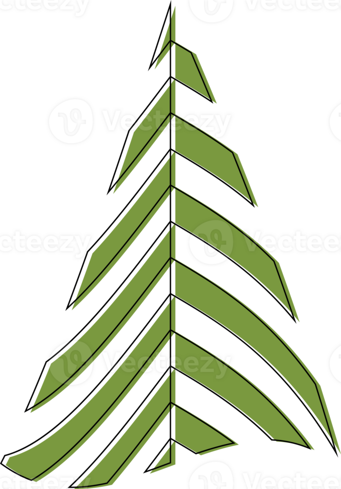 Green Christmas tree decoration and design. png