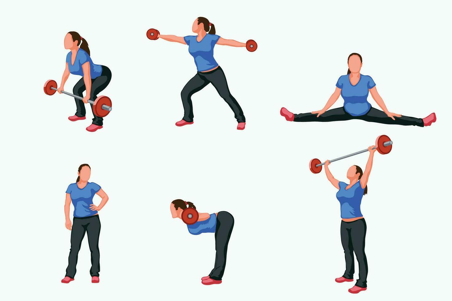 sport woman set vector