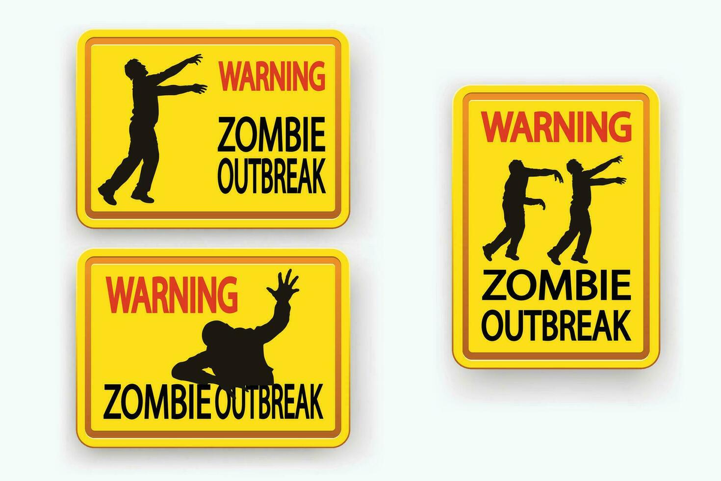 zombie signs set vector