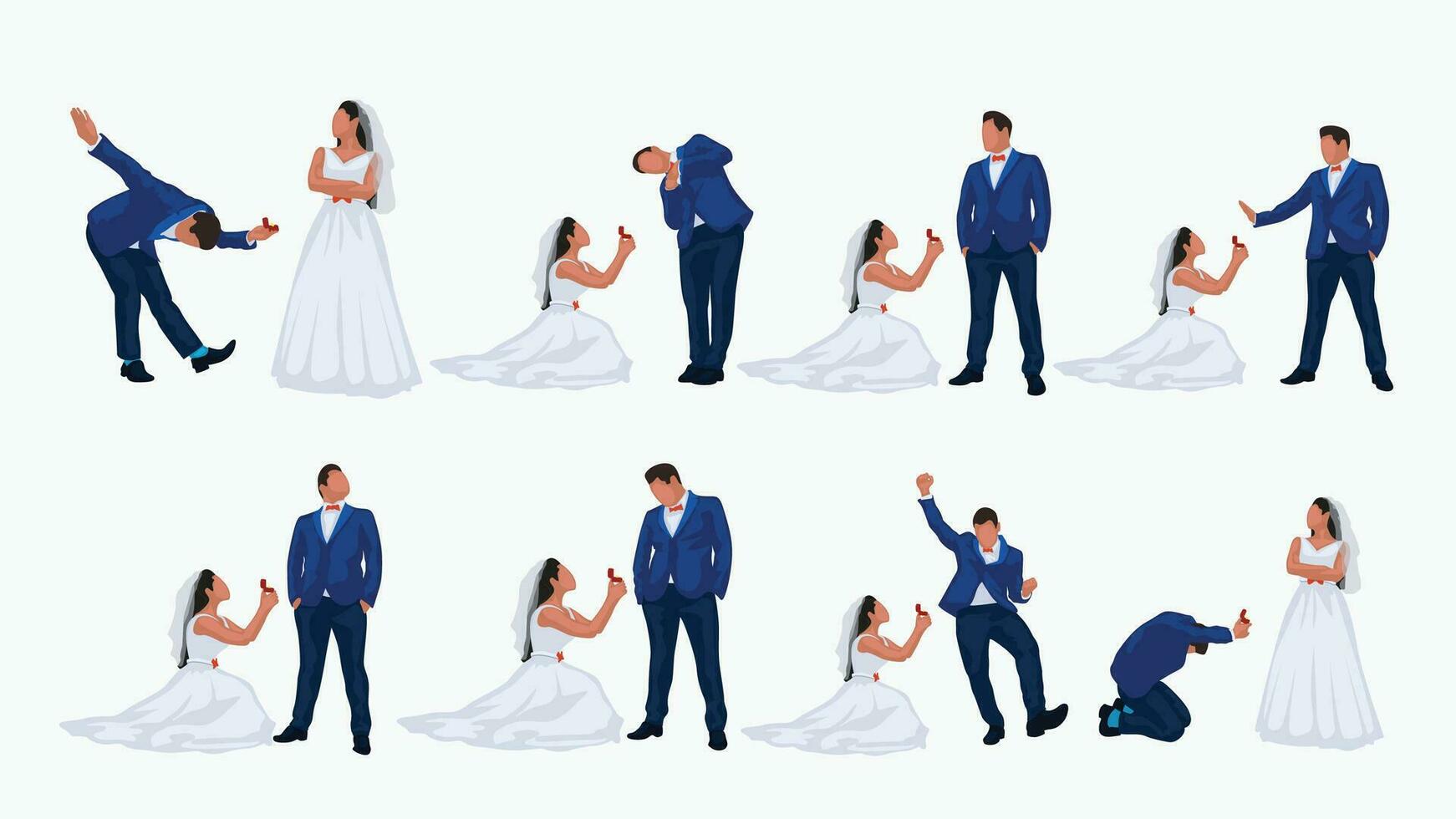 wedding couple set 3 vector