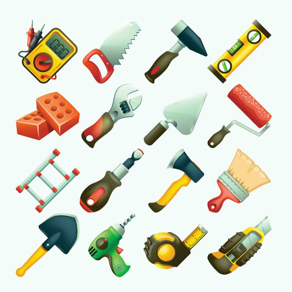 builders icons set vector