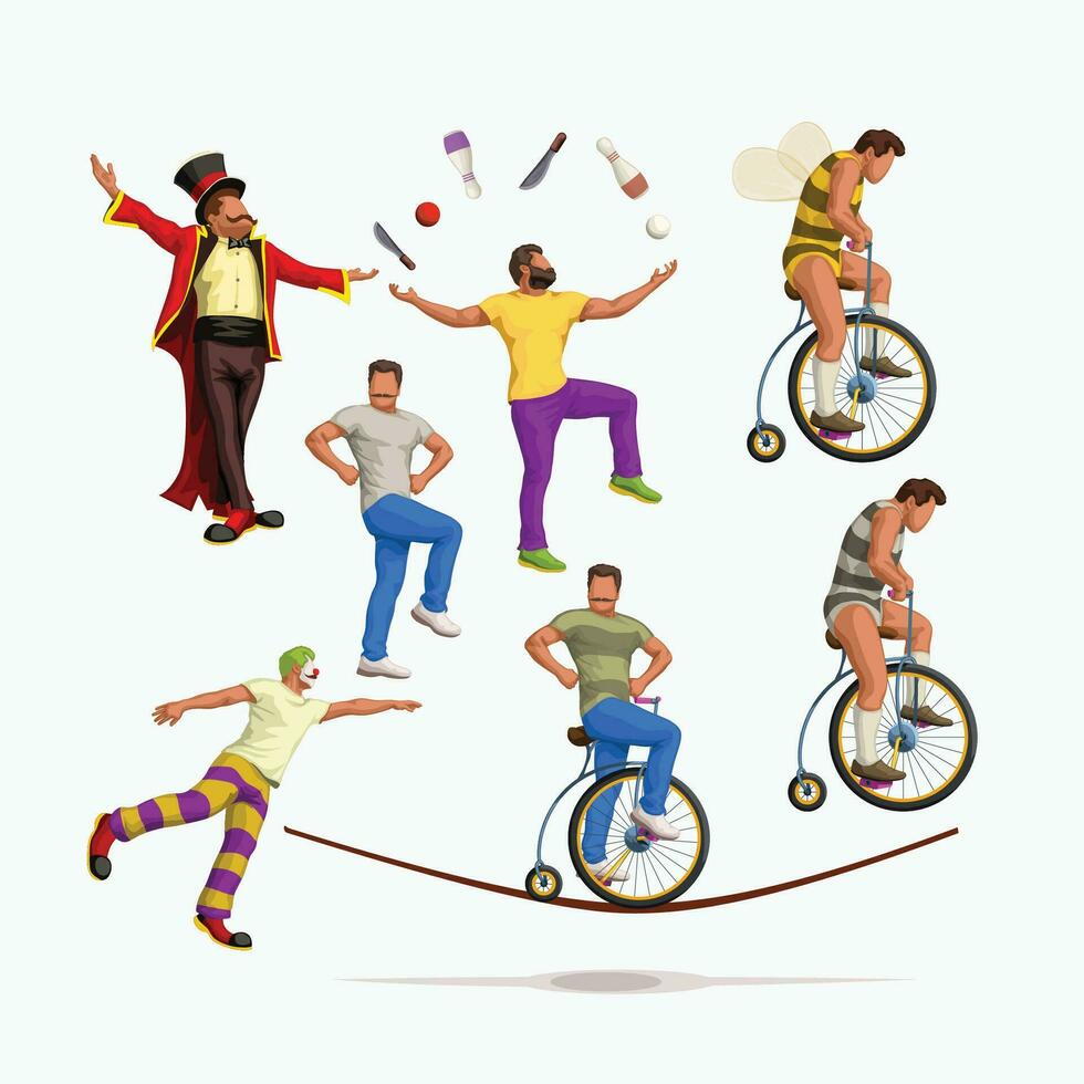 circus artists set vector