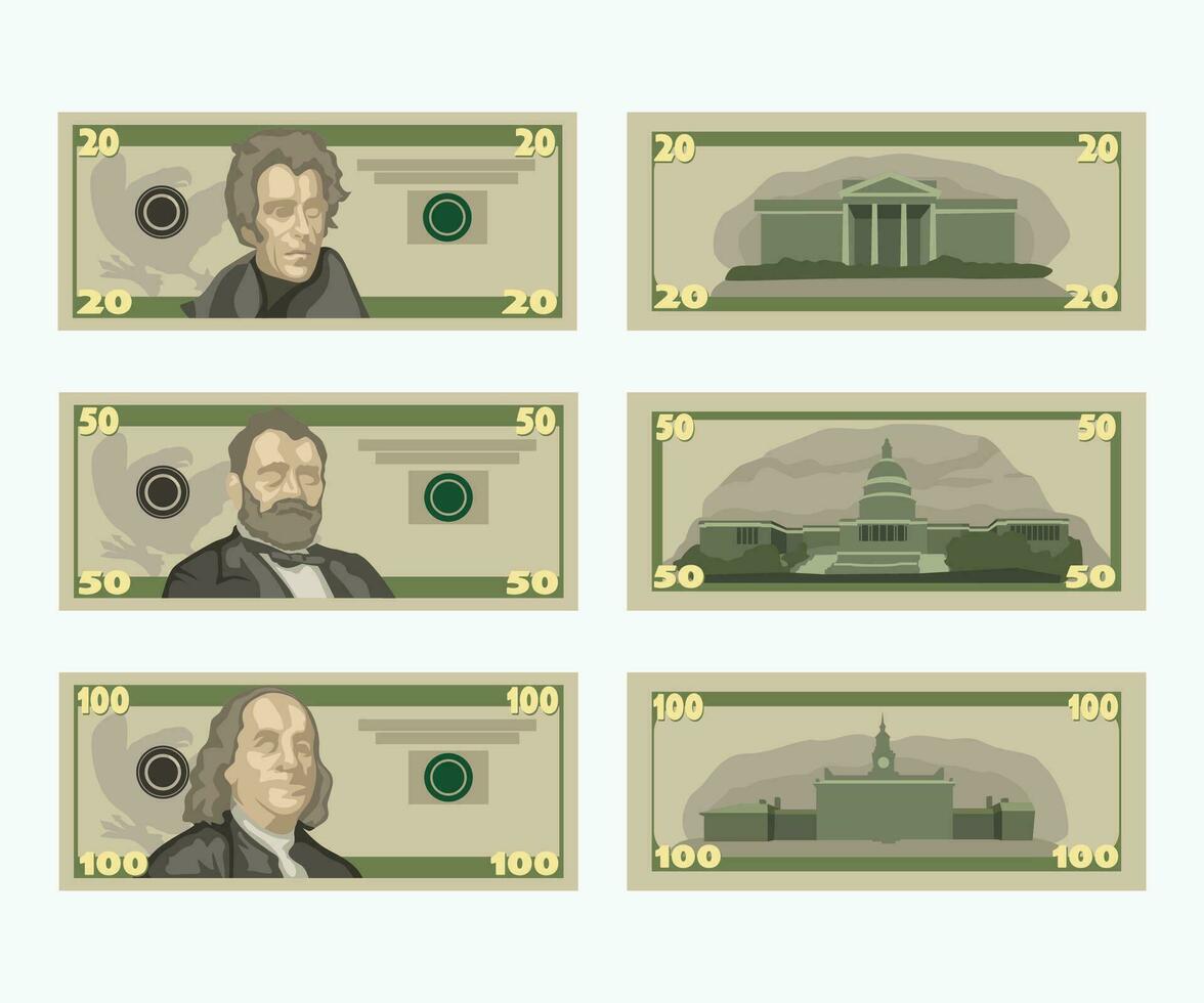 american dollars set vector