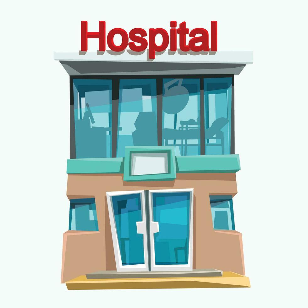 hospital front view isolated vector