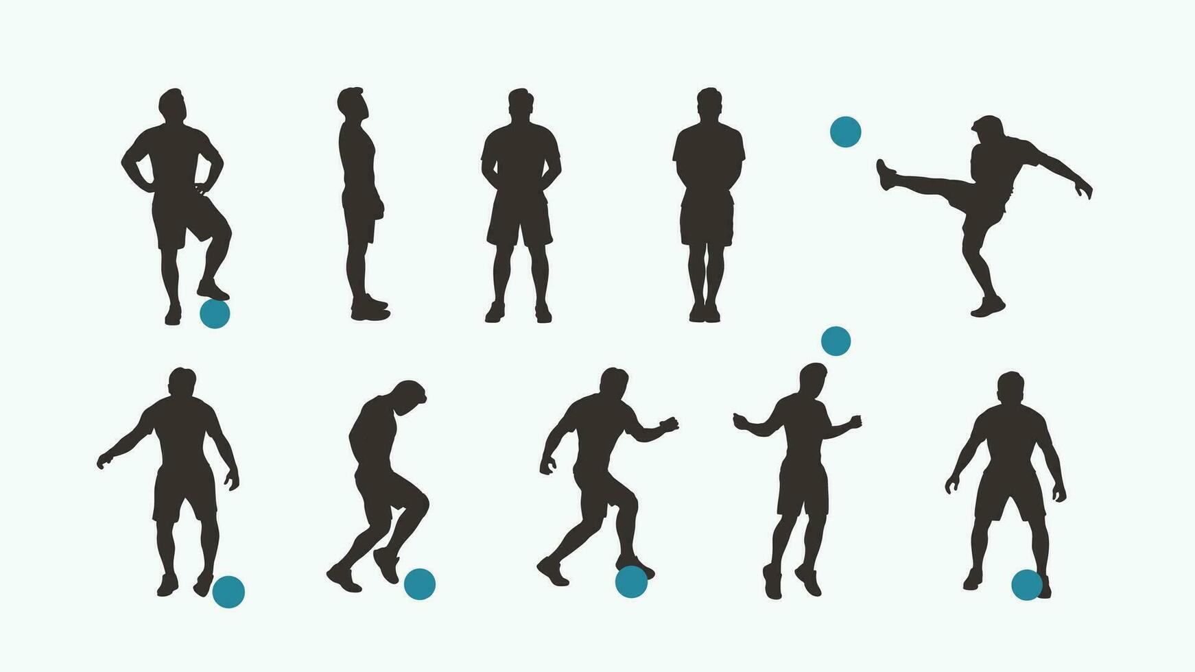 soccer player silhouette set vector