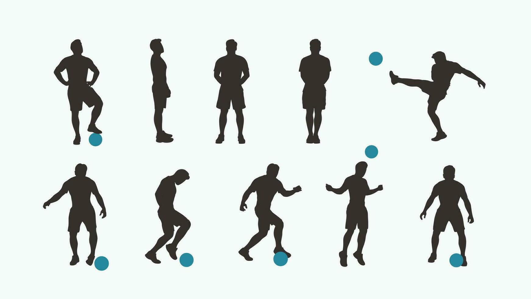 fútbol jugador silueta conjunto vector