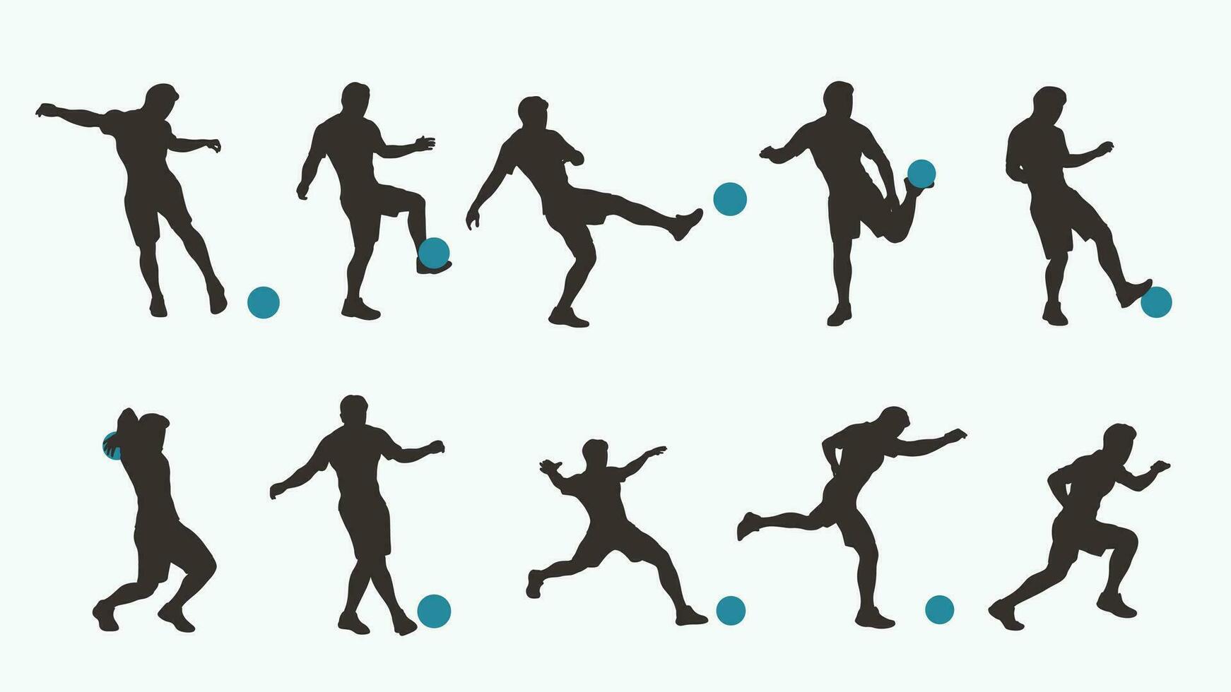 soccer silhouette set vector