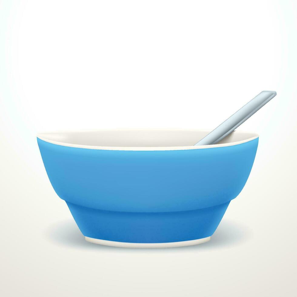 blue soup plate vector