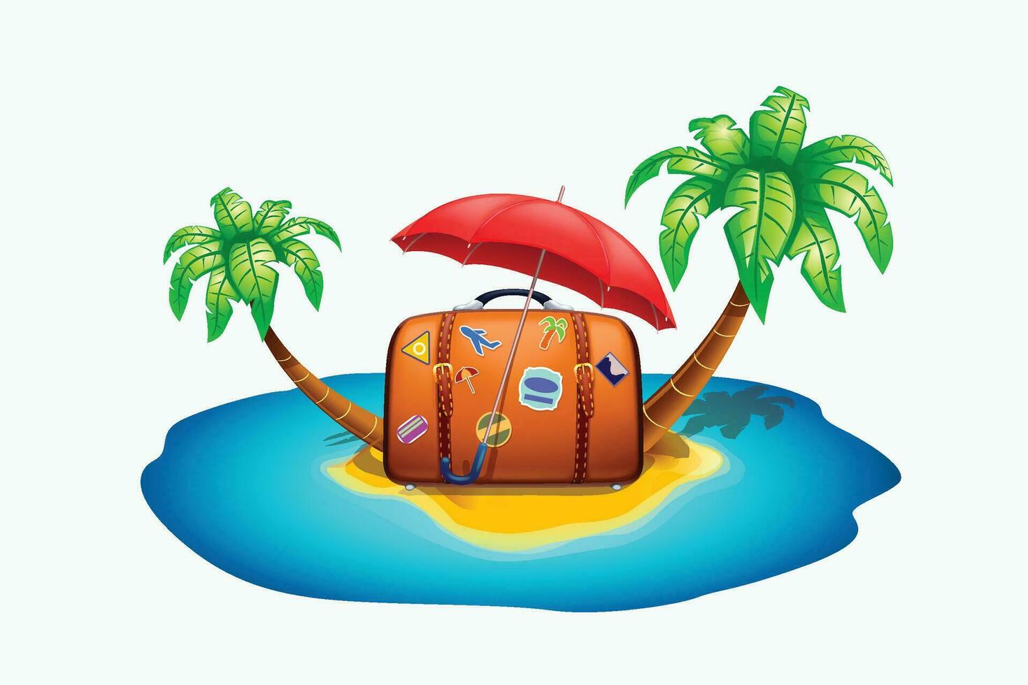 island leather suitcase vector