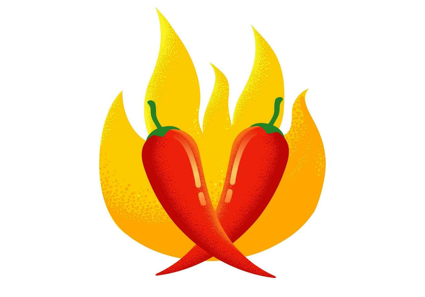 Vector chilli peppers in retro style. Vector vintage emblem with red chili pepper with flame. Logo of Chilli with fire in vintage style.