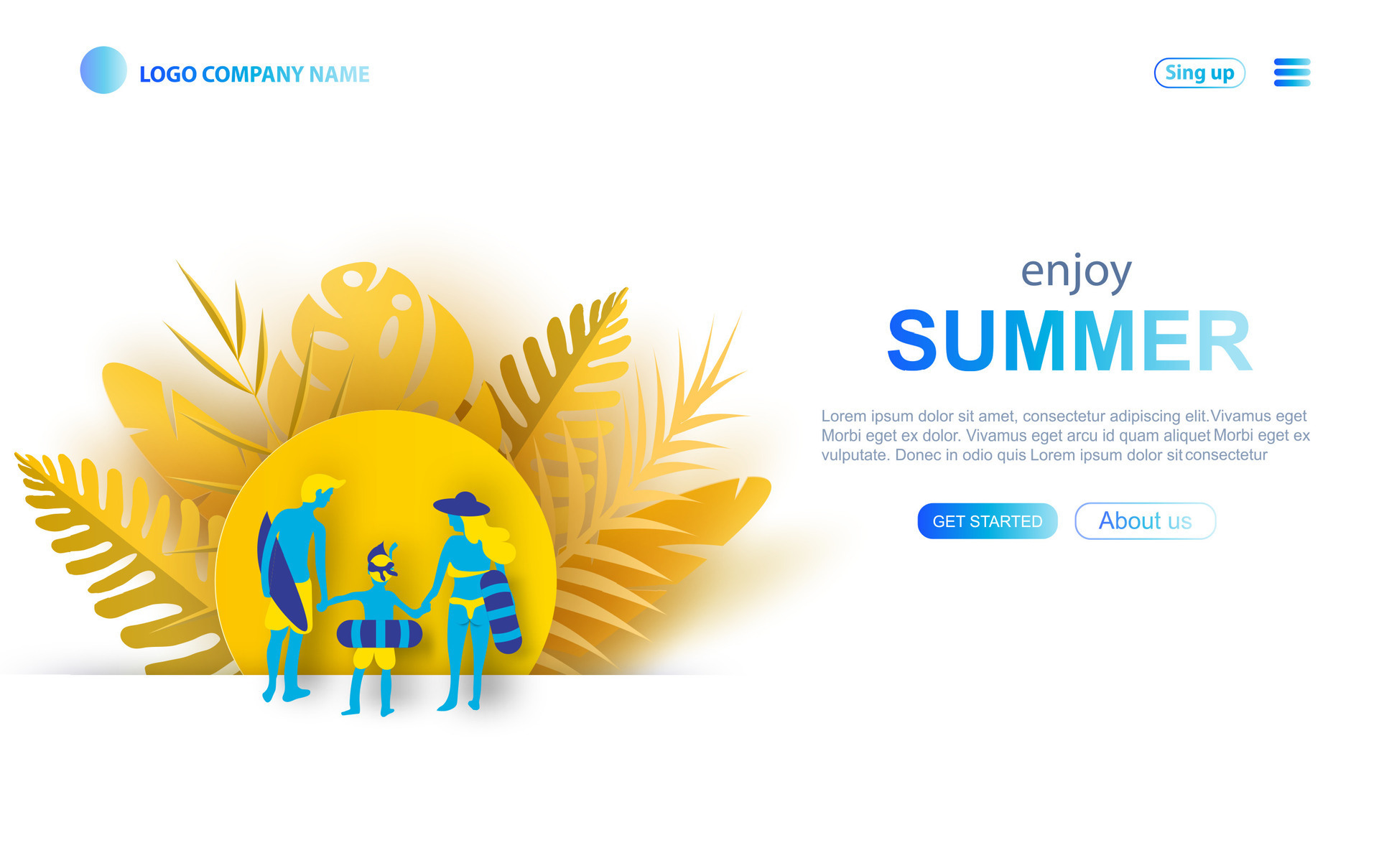 illustration of Best family travel website template, page and
