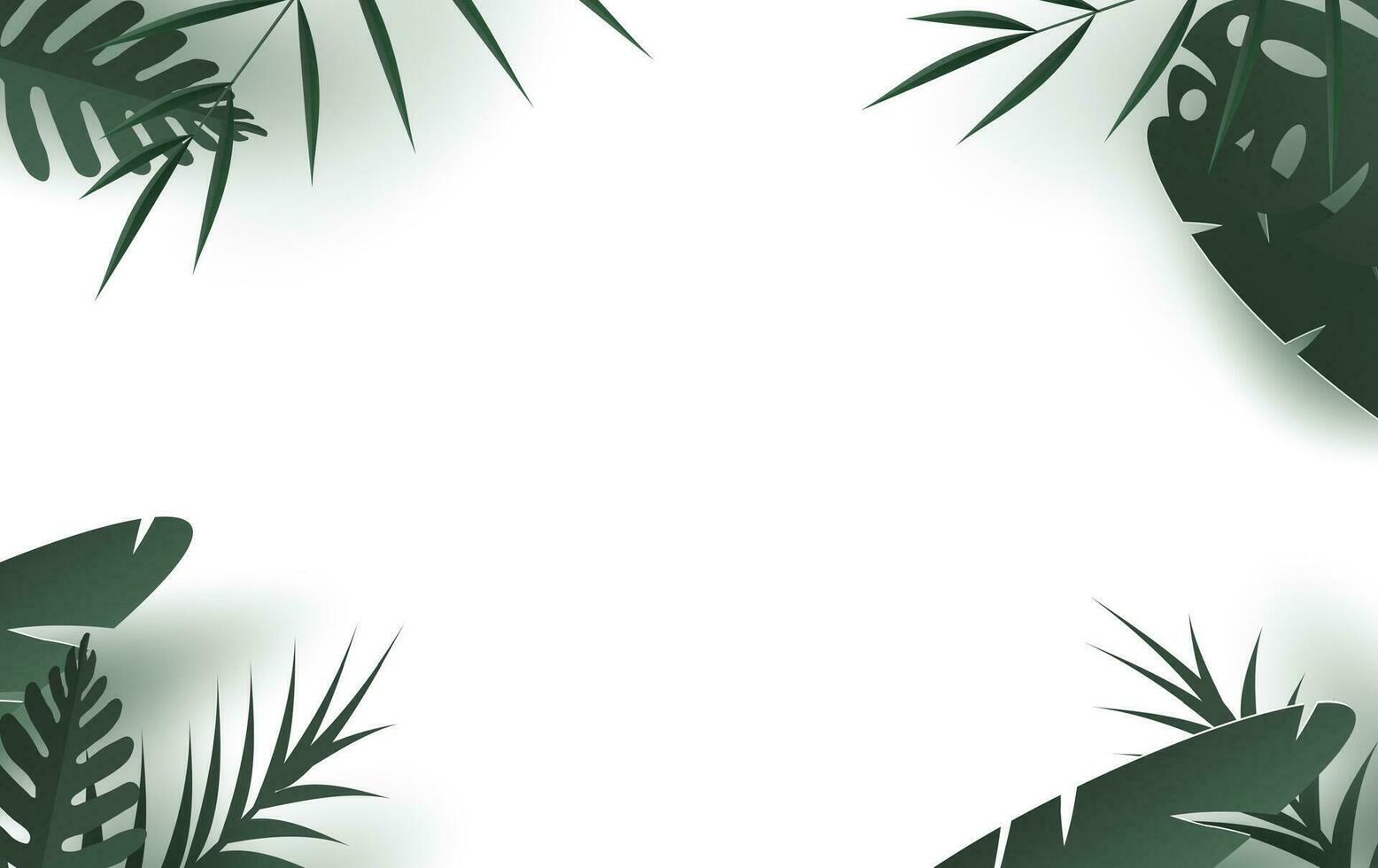 illustration of Summertime with Palm Leaf Background.jungle leaves green  seamless floral pattern.Creative Design for banner or flyer by dark green palm leaves.Paper art and craft style.vector.EPS10 vector