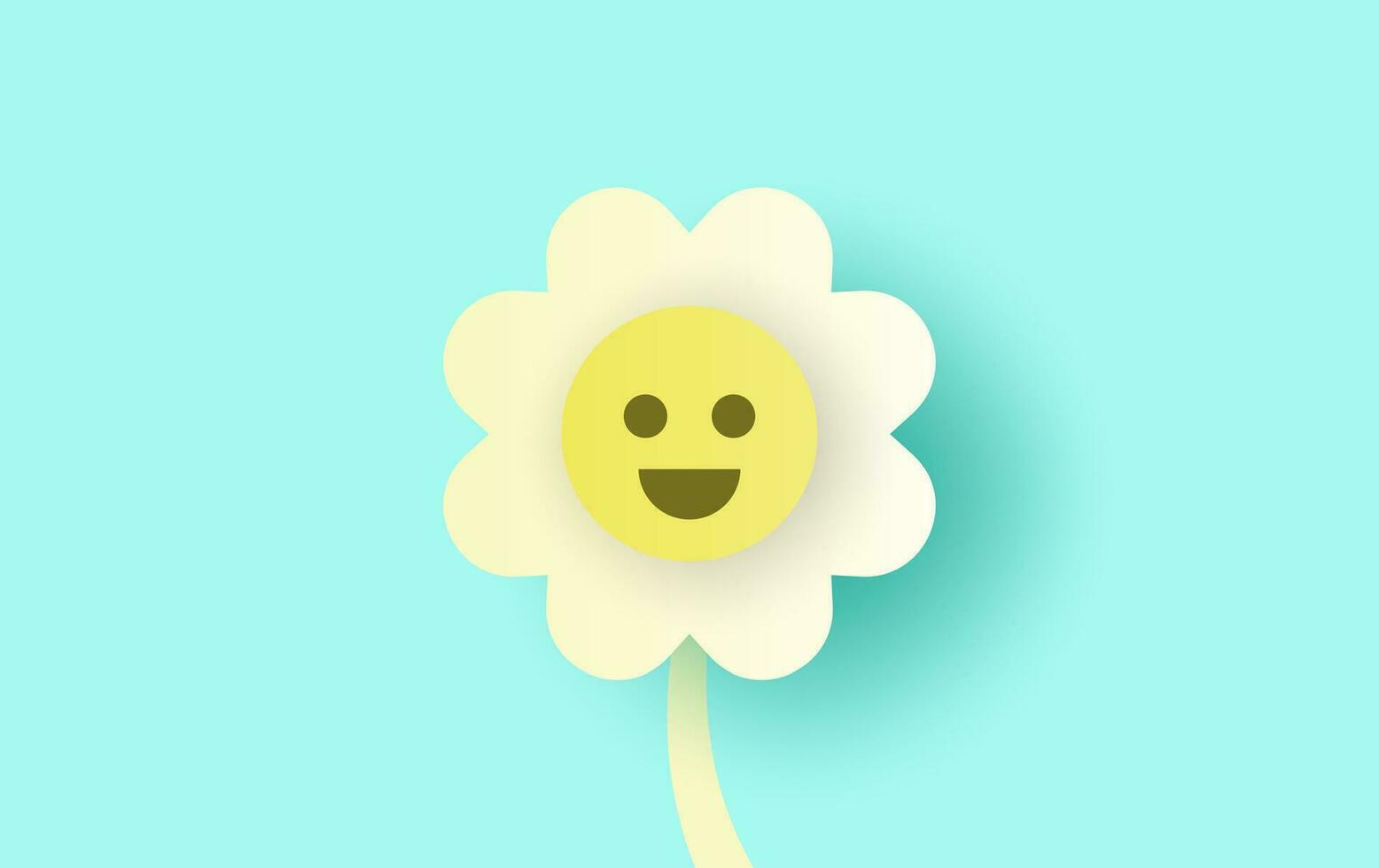illustration of cute flower kawaii character happy smile.Creative design paper art and craft style minimalist floral pastel color sweet.summer season background.enjoy emotion cartoon.vector.EPS10 vector