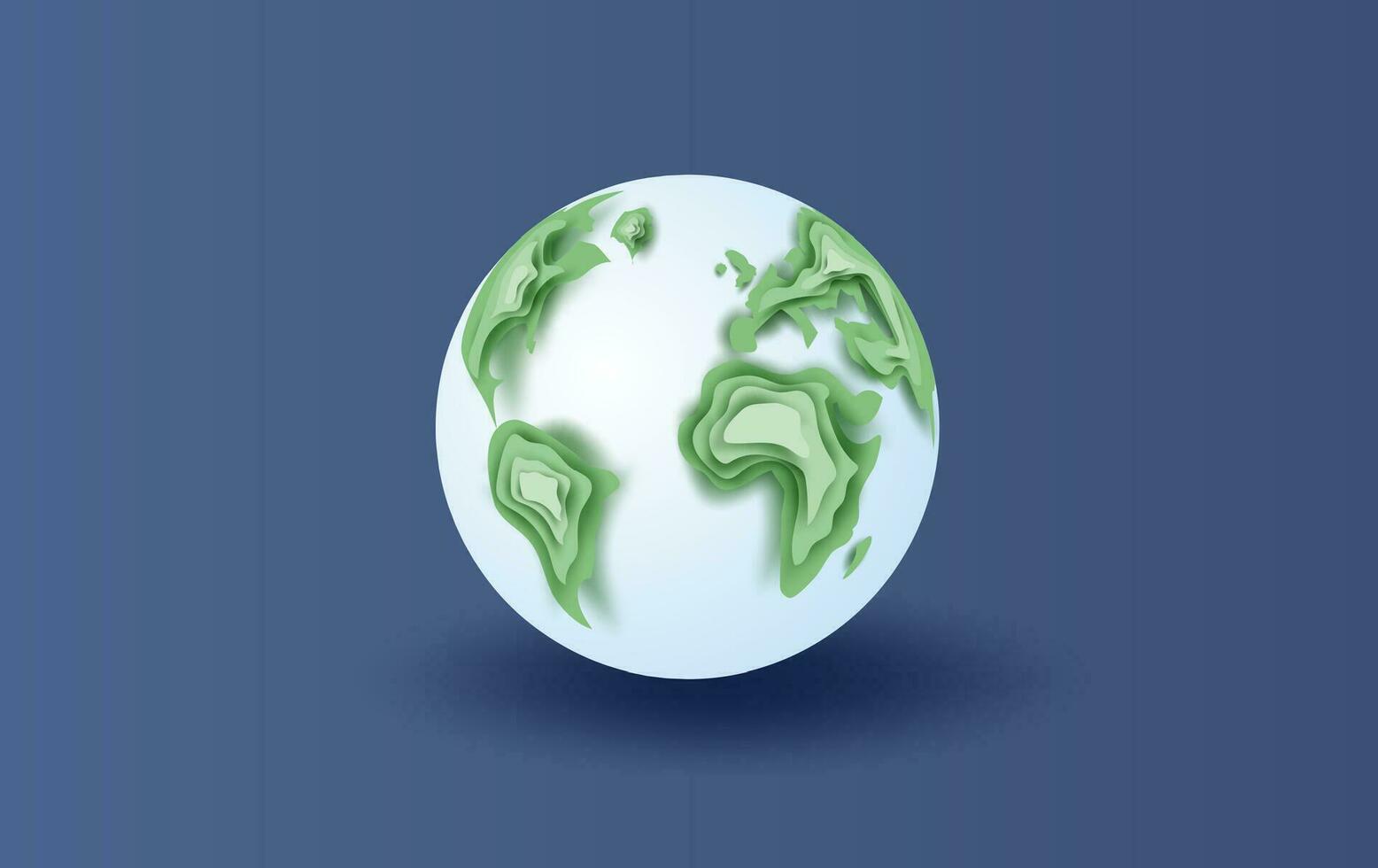 International illustration of around the world Concept paper art design. Earth with Creative digital paper cut and craft style. Environment ecology wildlife idea for card and poster. vector EPS10