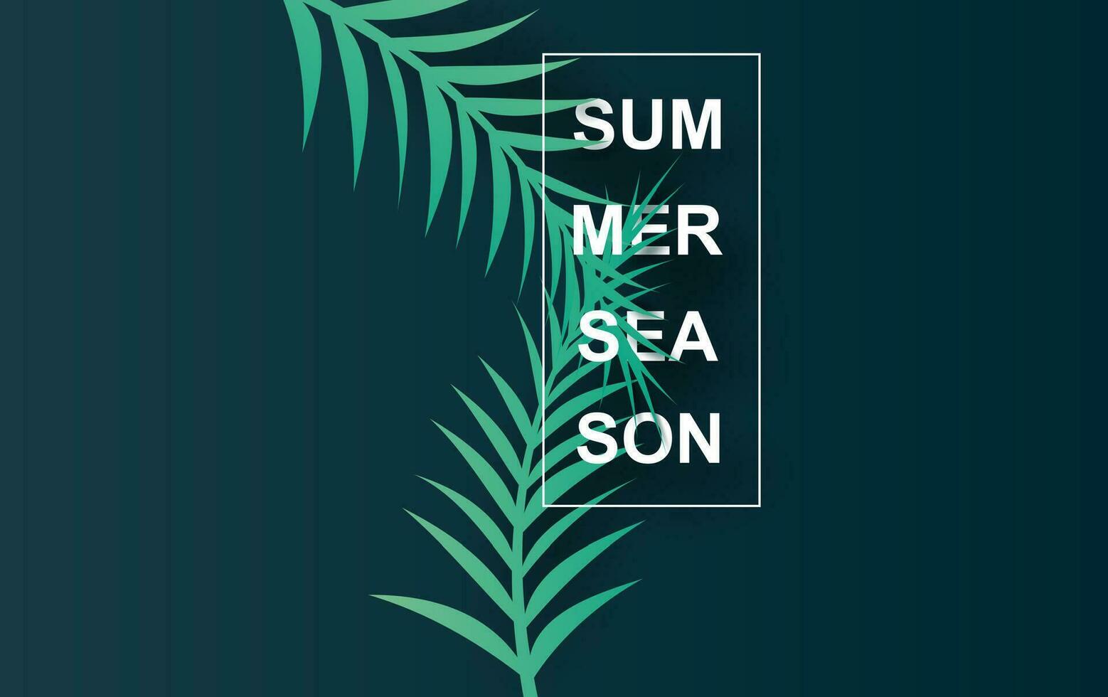 illustration of Tropical palm leaves and nature plants.Design Paper cut and craft Origami Hawaiian style summertime space for text.Graphic dark green summer season floral background.frame.vector EPS10 vector