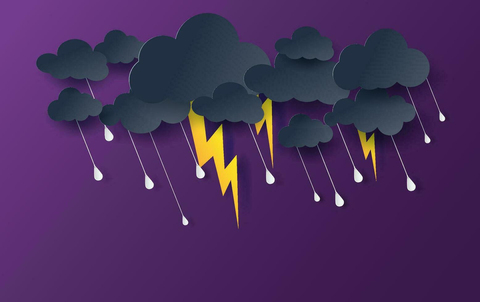Scenery Mystical Night sky fantasy background.Dark Cloudscape natural in rain season.Moonlight at night.Creative design digital paper cut and art style.thunderstorm midnight.Vector .illustration.EPS10 vector