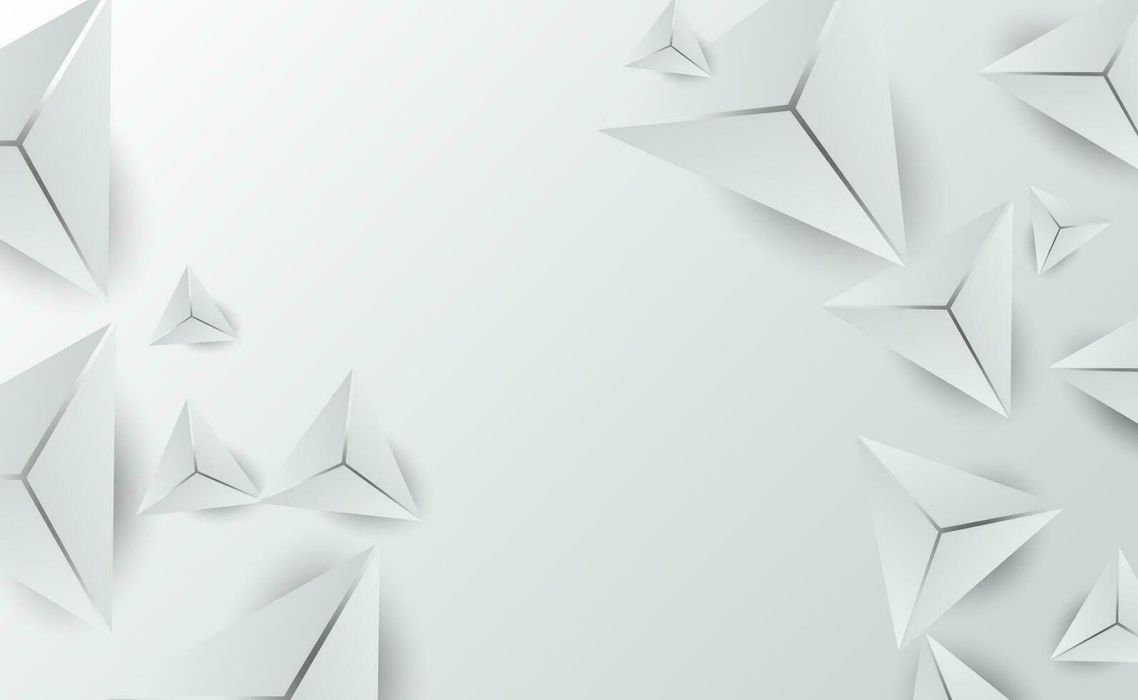 3D Abstract White Triangle Shapes minimal background.Creative digital graphic geometric polygon for business card your text.Design template layout modern simple.Origami paper cut and craft. vector