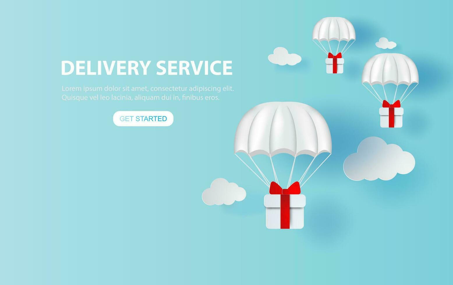 Parachute gift box floating on smartphone.Delivery service app with Gift Box on air.Happy new years and merry Christmas banner. Transportation holiday concept.Creative paper cut and craft style.vector vector