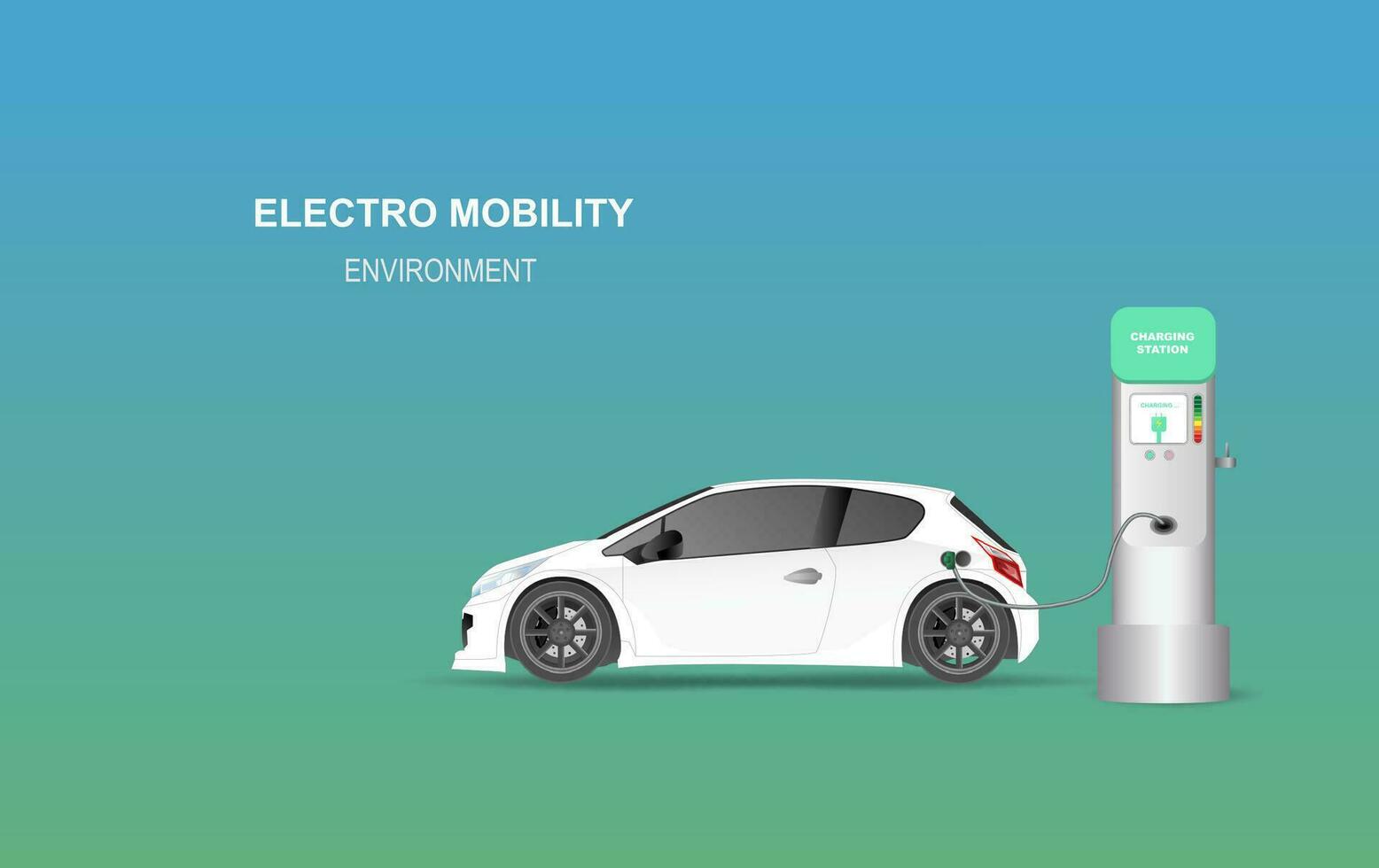 illustration banner with electric car charging station. Electro mobility environment for map location network concept.Green Clean energy transport.Creative paper art and craft style vector EPS10